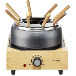 Clearance Appareil à fondue sur socle en bambou 800W Petit Électroménager