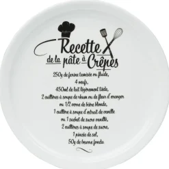 Assiette à crêpes porcelaine décor recette noir blanc|Gifi Sale