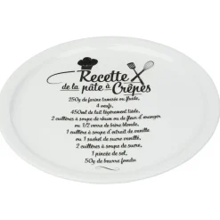Assiette à crêpes porcelaine décor recette noir blanc|Gifi Sale