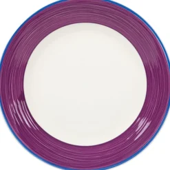 Best Assiette à dessert blanche à bord violet et bleu Vaisselle Et Accessoires De Table