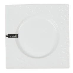 Assiette à dessert blanche carrée intérieur rond|Gifi Hot