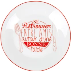 Assiette à dessert blanche et rouge|Gifi Best