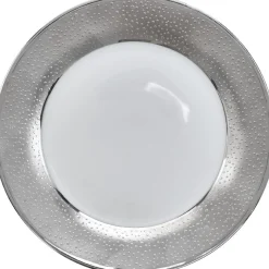 Assiette à dessert blanche contour argenté|Gifi Clearance
