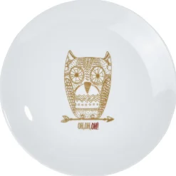 Assiette à dessert blanche hibou mandala doré|Gifi Sale