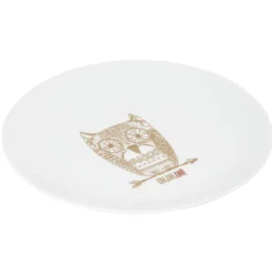 Assiette à dessert blanche hibou mandala doré|Gifi Sale