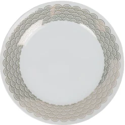 Assiette à dessert blanche bordure dorée vague seigaiha|Gifi Outlet