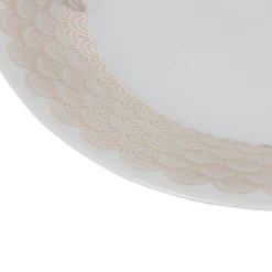 Assiette à dessert blanche bordure dorée vague seigaiha|Gifi Outlet