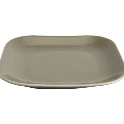 Assiette à dessert carré en grès taupe et blanche|Gifi