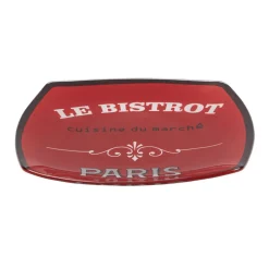 Assiette à dessert carrée bords arrondis rouge Le bistrot|Gifi Hot