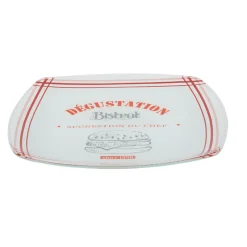 Assiette à dessert carrée bords arrondis design bistrot|Gifi Hot