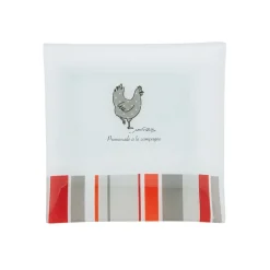 Assiette à dessert carrée design poule|Gifi New
