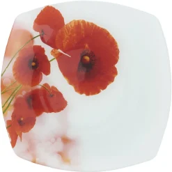 Assiette à dessert carrée motif coquelicot|Gifi Sale