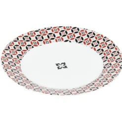 Assiette à dessert collection folk gris rouge|Gifi