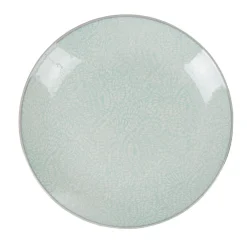 Assiette à dessert design goutte beige liseré bleu clair|Gifi