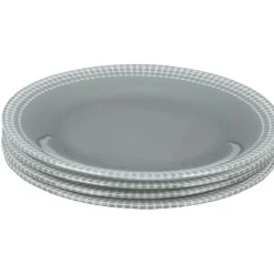Assiette à dessert Dotty gris et blanc bord à pois x4|Gifi Discount