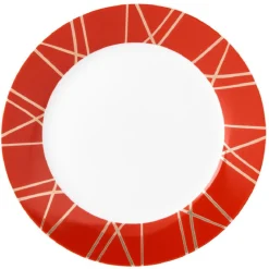Assiette à dessert en porcelaine rouge détail doré|Gifi Clearance