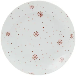 Assiette à dessert en porcelaine motif flocon rouge|Gifi Clearance