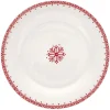 Assiette à dessert en porcelaine blanche motif Noël flocons rouges|Gifi Sale