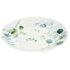 Assiette à dessert en porcelaine blanc et vert|Gifi New