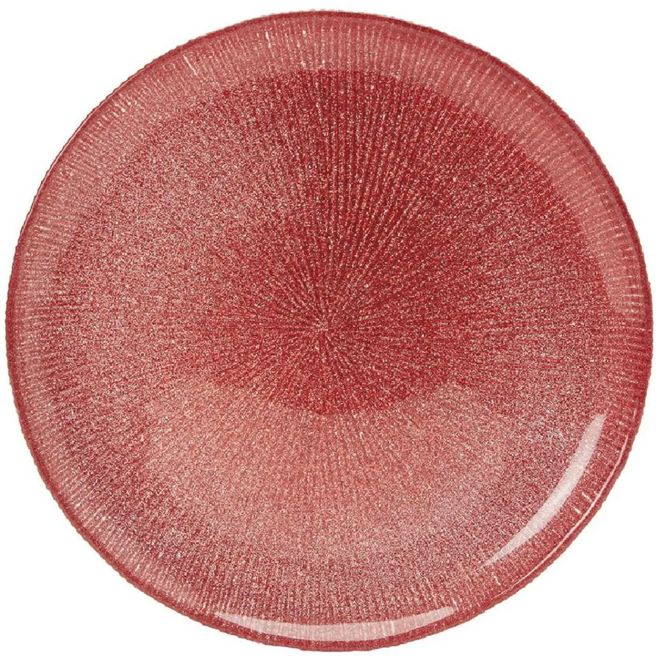 Assiette à dessert en verre strié rouge|Gifi Online