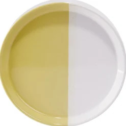 Assiette à dessert faïence blanc et beige Ø19cm|Gifi Outlet