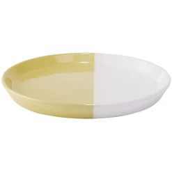 Assiette à dessert faïence blanc et beige Ø19cm|Gifi Outlet