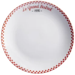 Assiette à dessert Le grand bistrot contour damier rouge blanc|Gifi Online