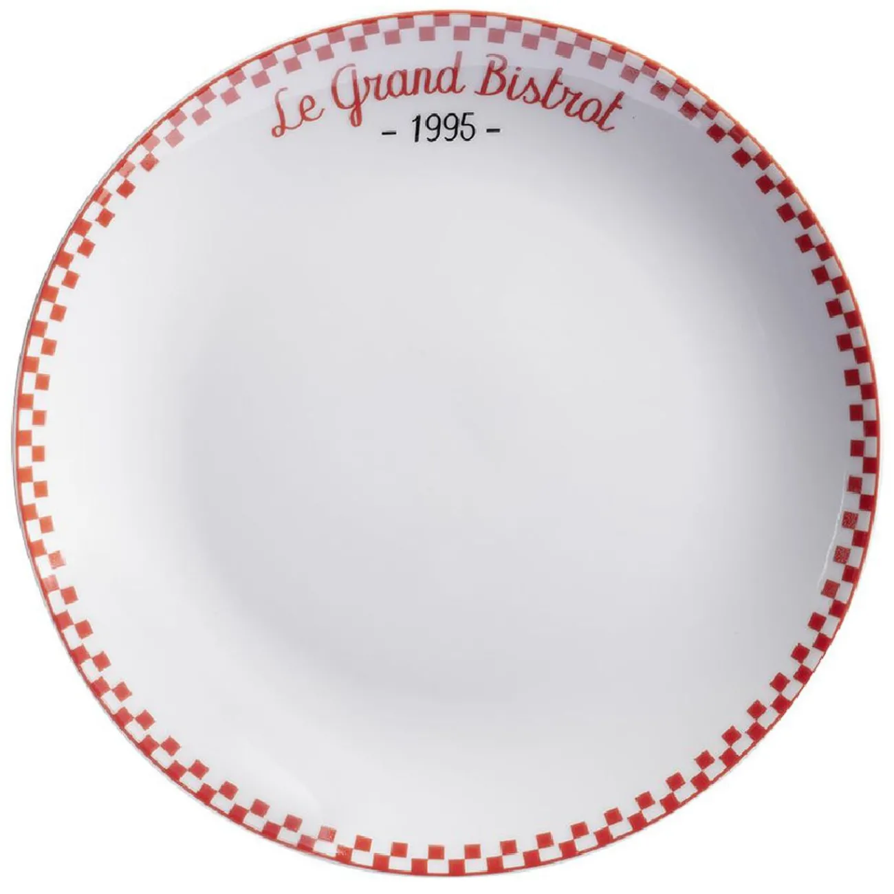 Assiette à dessert Le grand bistrot contour damier rouge blanc|Gifi Online