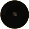 Assiette à dessert noire design médaillon doré|Gifi Outlet