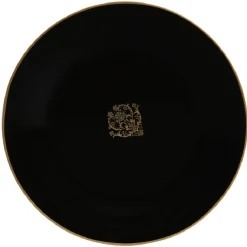 Assiette à dessert noire design médaillon doré|Gifi Outlet