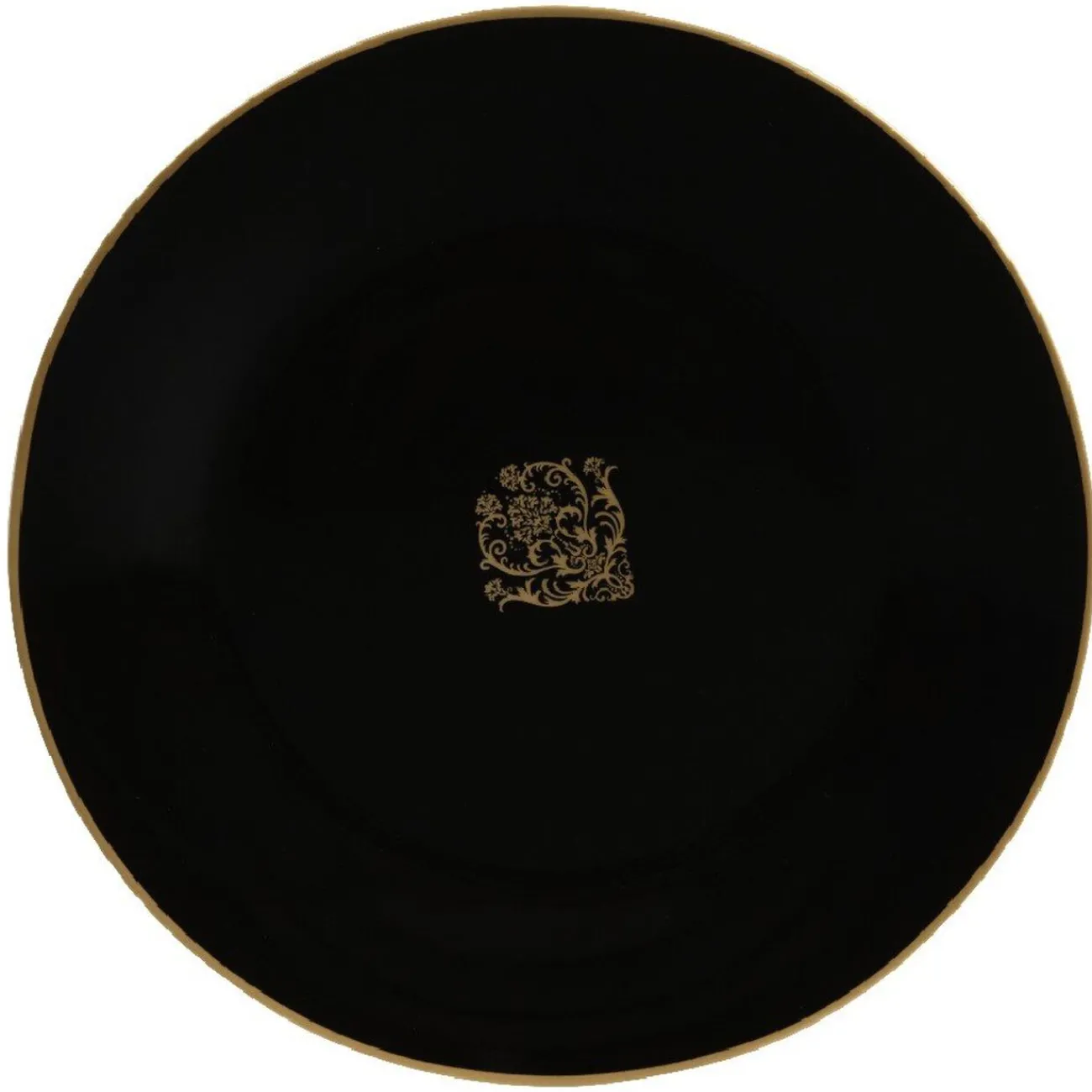 Assiette à dessert noire design médaillon doré|Gifi Outlet