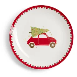 Best Assiette à dessert Noël porcelaine blanche motif voiture rouge Ø19cm Vaisselle Et Accessoires De Table