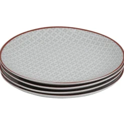 Assiette à dessert Oreige décor trèfles à bord rouge x4|Gifi New