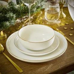 Sale Assiette à dessert Oslo blanche bord doré Ø19cm Vaisselle Et Accessoires De Table