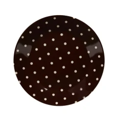 Assiette à dessert porcelaine chocolat pois ivoire|Gifi Clearance