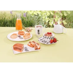 Assiette à dessert porcelaine blanche style tropical ananas|Gifi Clearance