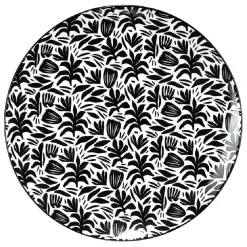 Assiette à dessert porcelaine motif feuillage noir blanc Ø19xH2cm|Gifi Best