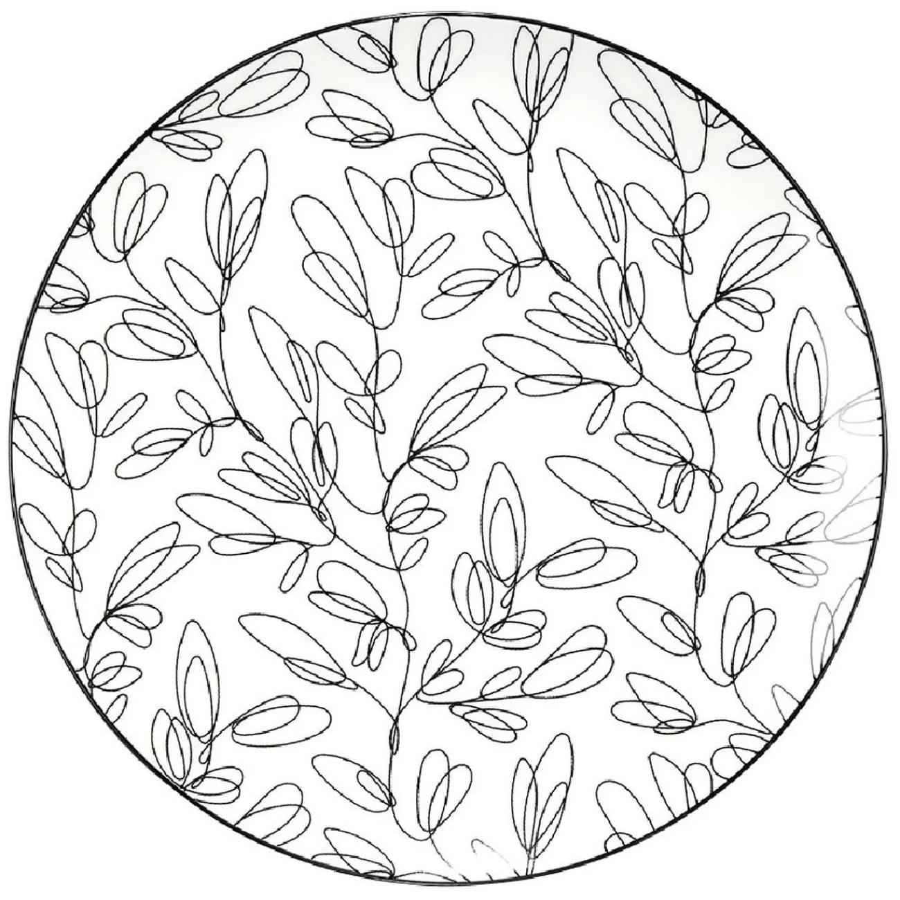 Assiette à dessert porcelaine motif feuillage noir blanc Ø19xH2cm|Gifi Best