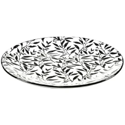 Assiette à dessert porcelaine motif feuillage noir blanc Ø19xH2cm|Gifi Best