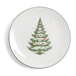 Best Assiette à dessert porcelaine blanche motif sapin de Noël Ø19cm Vaisselle Et Accessoires De Table