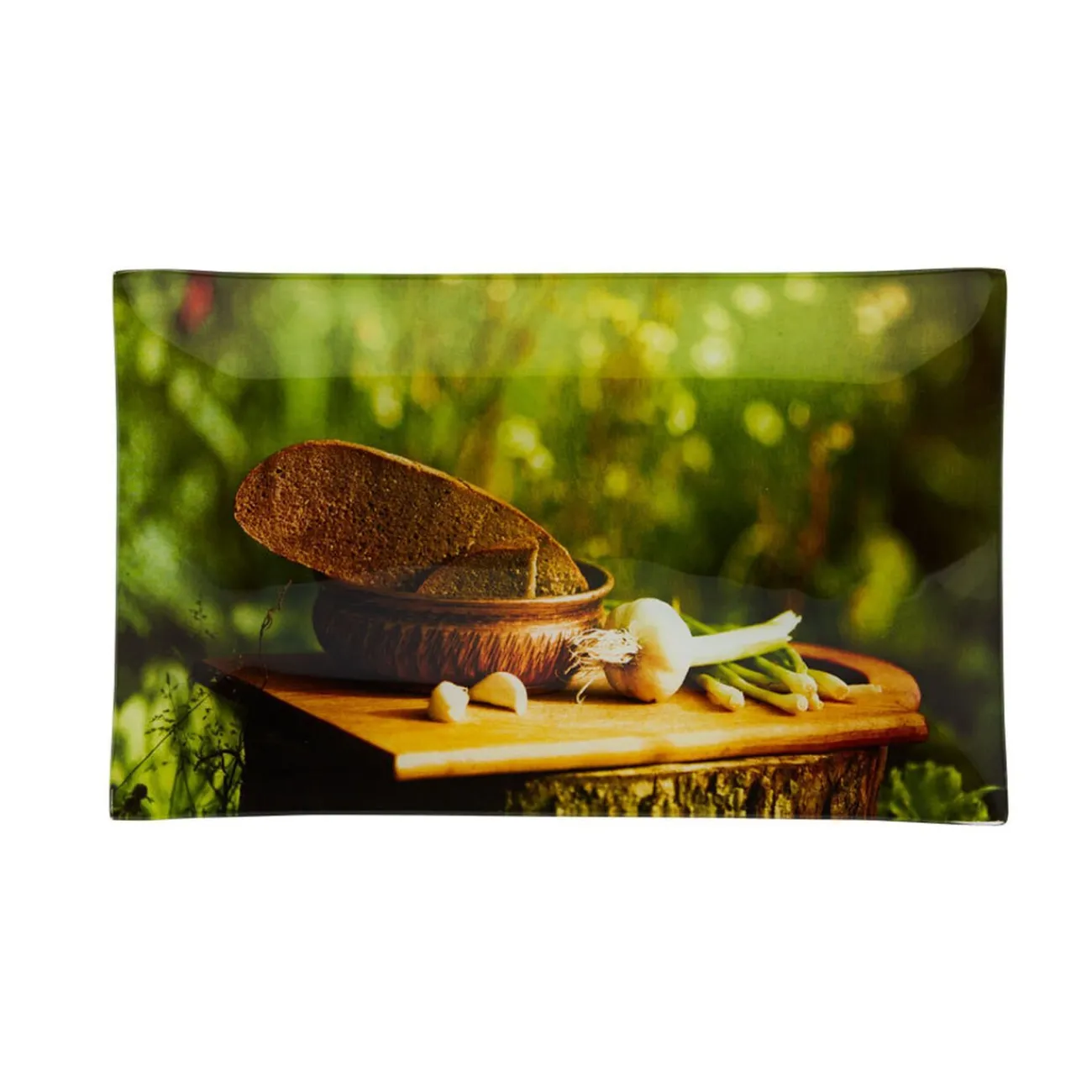 Assiette à dessert rectangulaire design ail et pain|Gifi New