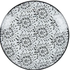 Assiette à dessert ronde blanche et noire Sara|Gifi Sale