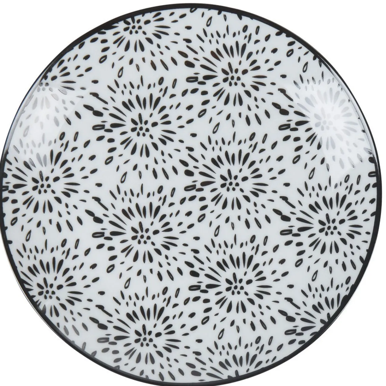 Assiette à dessert ronde blanche et noire Sara|Gifi Sale