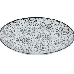 Assiette à dessert ronde blanche et noire Sara|Gifi Sale