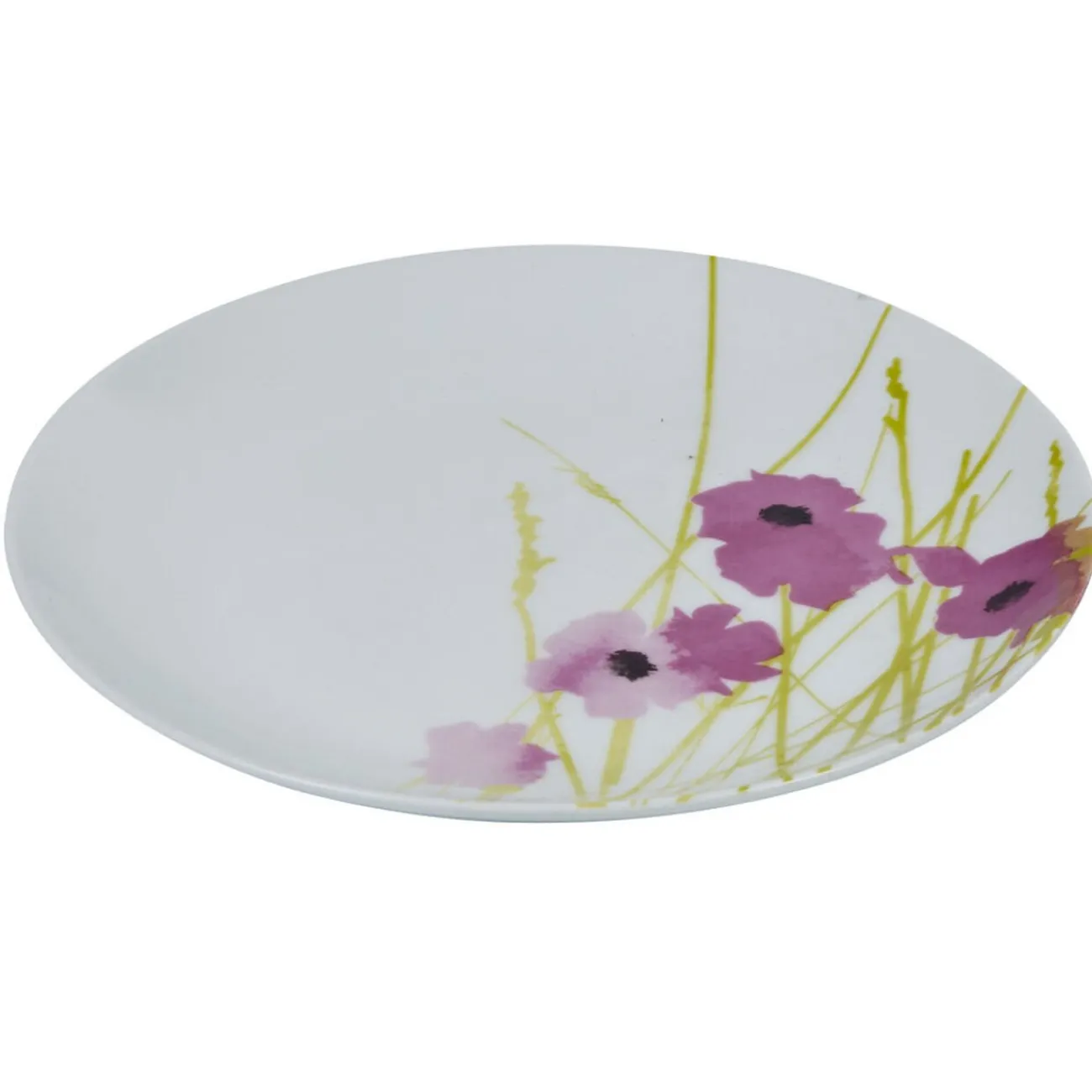 Assiette à dessert ronde blanche motif pavot violet|Gifi Best
