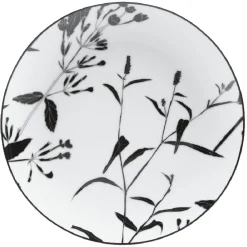 Assiette à dessert ronde blanche décor tiges feuilles noires|Gifi Best