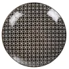 Assiette à dessert ronde blanche motif géométrique noir|Gifi