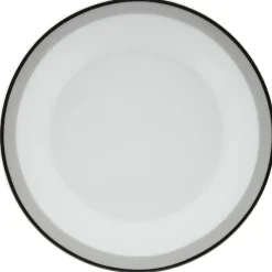 Assiette à dessert ronde blanche bordure gris noir Lizzy|Gifi Clearance