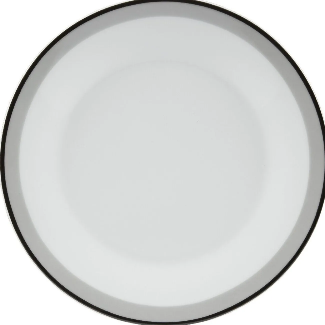 Assiette à dessert ronde blanche bordure gris noir Lizzy|Gifi Clearance