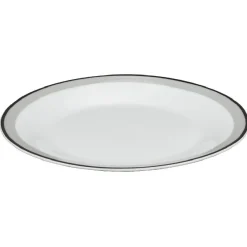 Assiette à dessert ronde blanche bordure gris noir Lizzy|Gifi Clearance